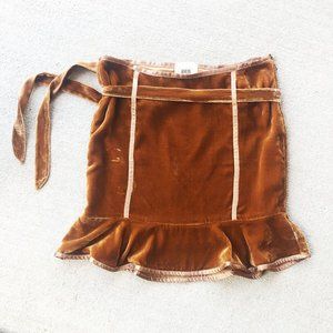 Golden Brown Velvet Vintage Skirt / Flare Mini Skirt